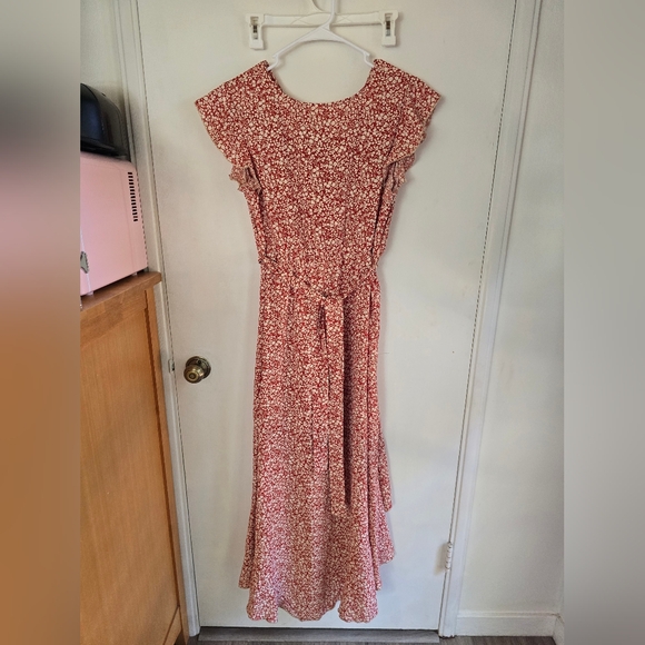 Grecerelle Floral Faux Wrap Hi Low Floral Dress NWOT Medium - Picture 3 of 7